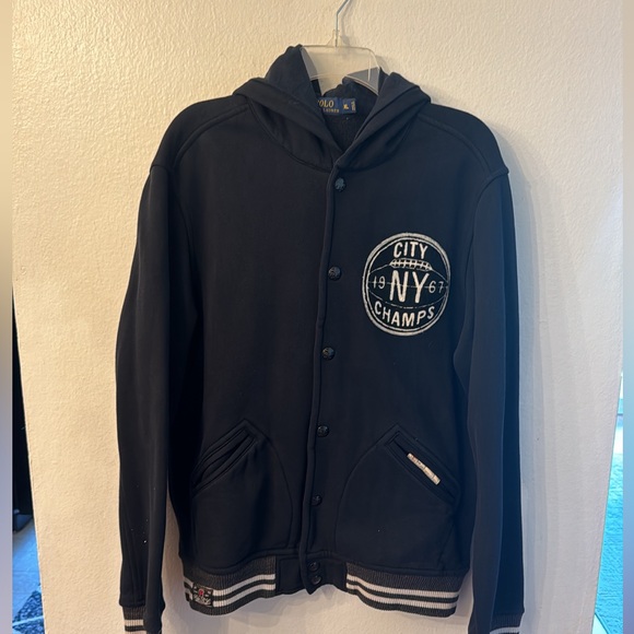 RALPH LAUREN POLO NEW YORK CITY SNAP BUTTON HOODIE SWEATSHIRT (XL) - Picture 3 of 13